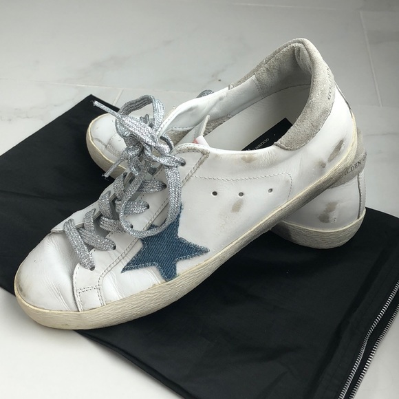 Golden Goose Shoes - Golden Goose Superstar leather and denim sneakers